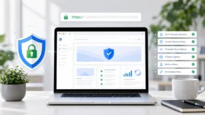 HTTP security headers protecting a WordPress site dashboard