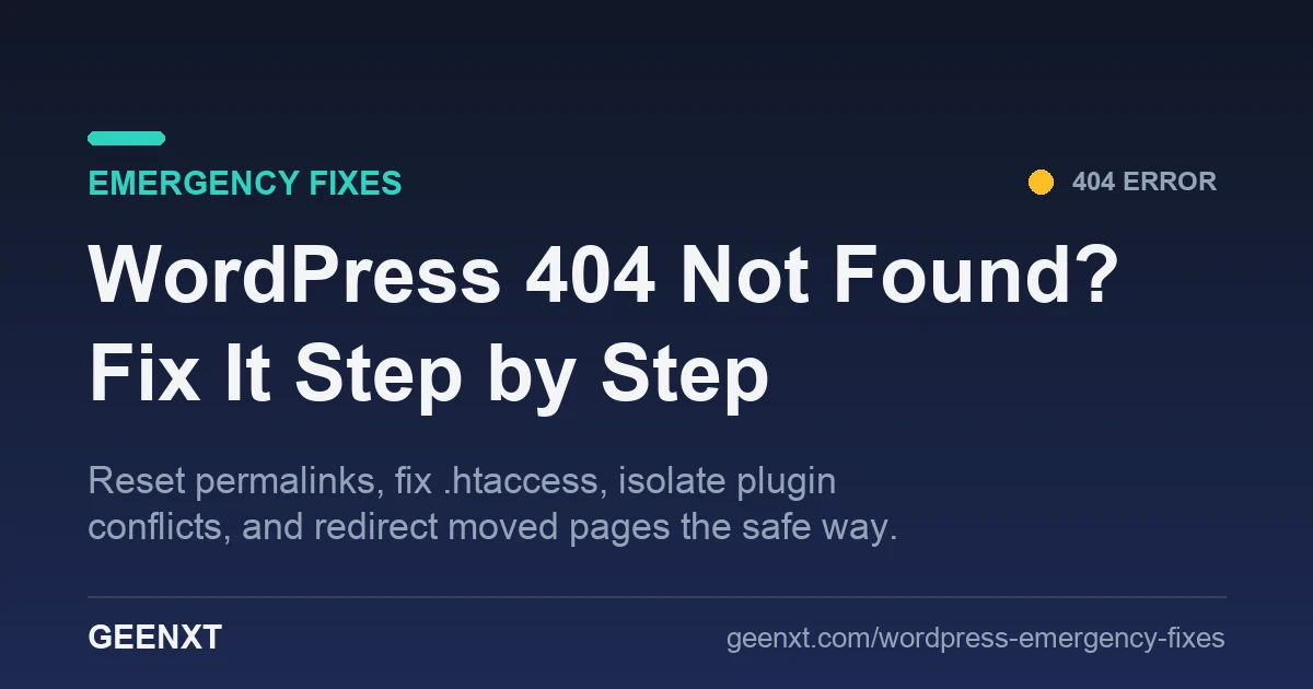 Fixing a WordPress 404 not found error: reset permalinks, fix .htaccess, isolate plugin conflicts