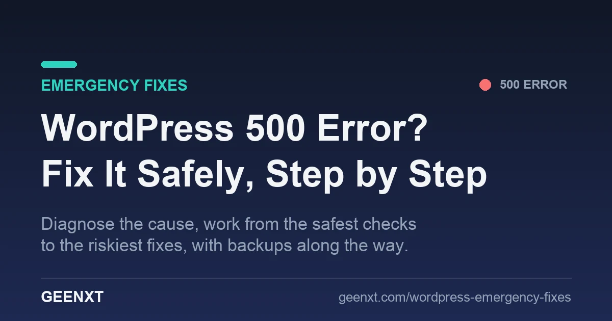 How to Fix a WordPress 500 Internal Server Error (2026) 2 Troubleshooting a WordPress 500 internal server error step by step
