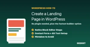 Step-by-step guide to creating a landing page in WordPress with a contact form and alt text setup