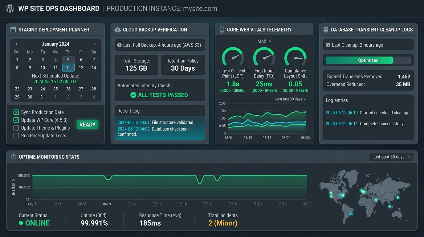 WordPress Maintenance Tips: 12 High-Impact Habits for Business Sites 1 WordPress Maintenance Tips and High-Impact Habits Dashboard